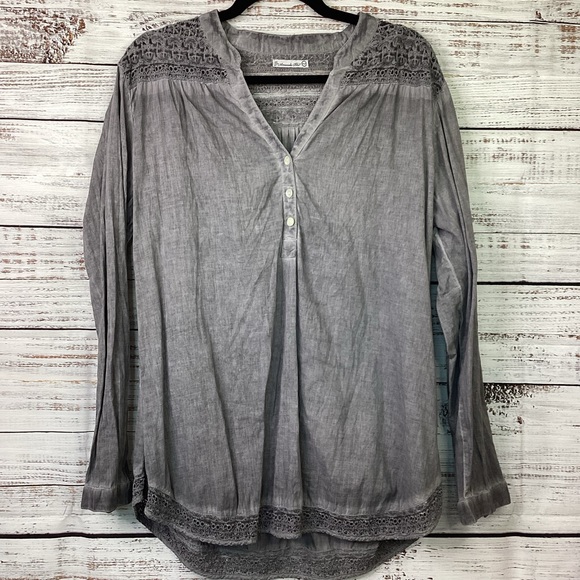 Amanda Blu Tops - Amanda Blu - Distressed Grey/Dark Wash Top